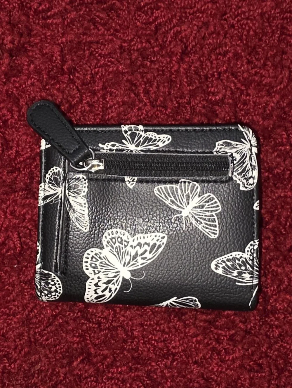 BETSEY JOHNSON Butterfly Print Black Wallet with Accent Patch